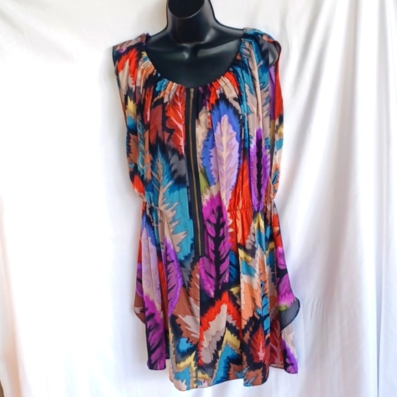Ali Ro Silk Water Color Drape Front Dress 💙💚💙 - Picture 1 of 7
